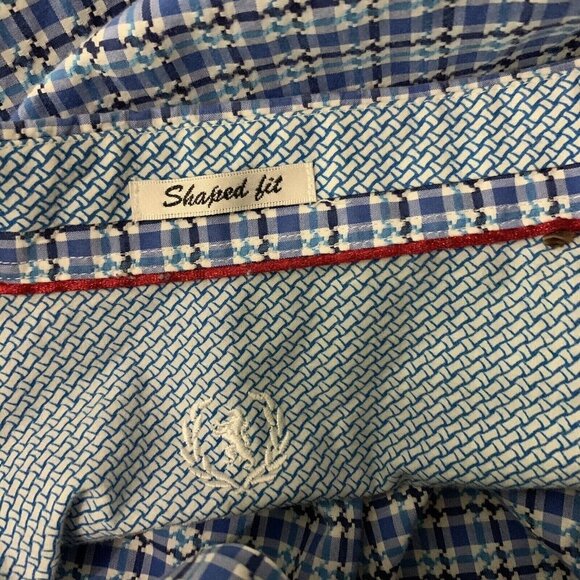 Bugatchi Shaped Fit Blue Plaid Long Sleeve Button Down Shirt Men’s - Picture 4 of 5